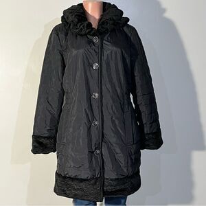 Dennis Basso Reversible Water Resistant to Faux Fur Coat